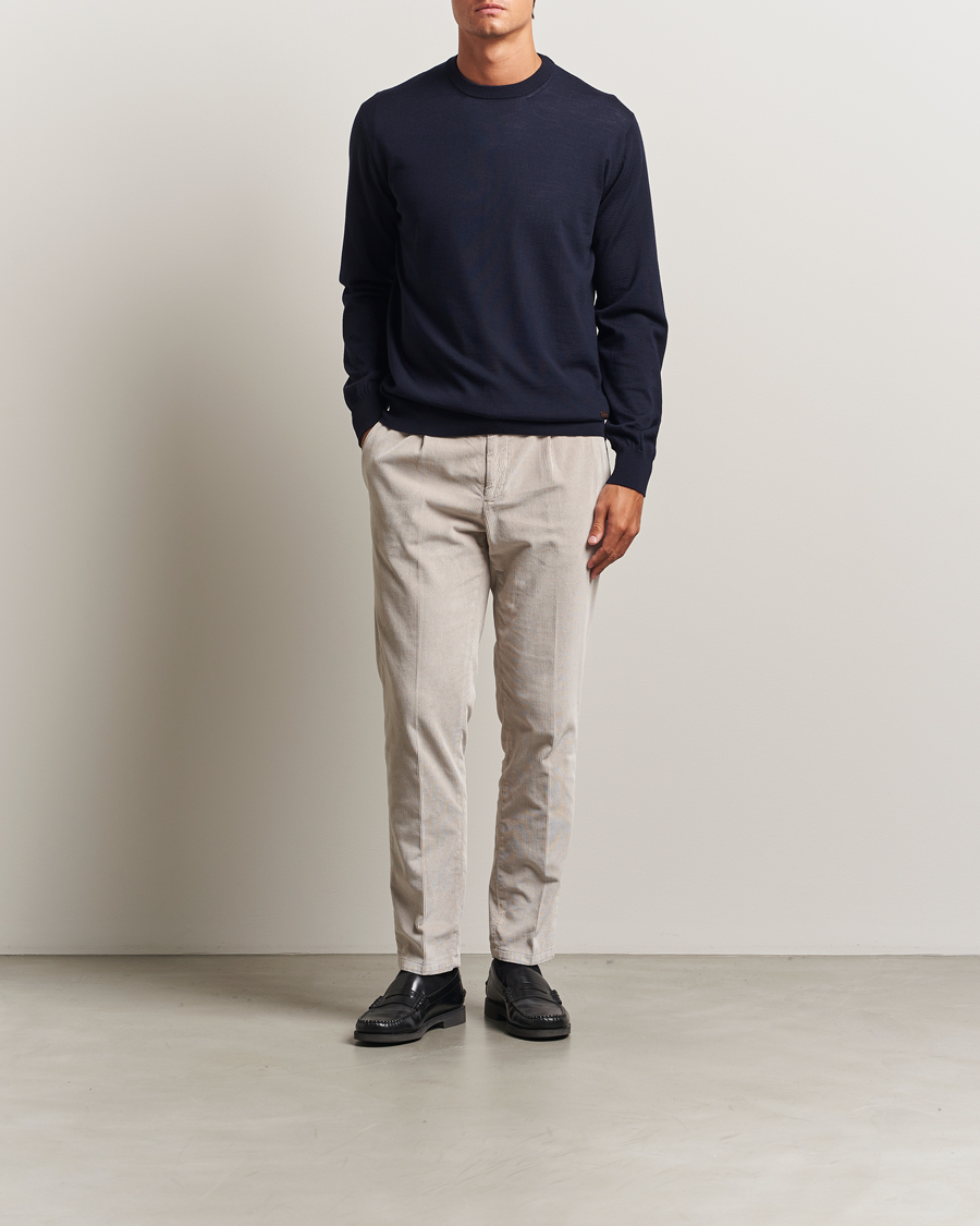 Heren | Truien | Eton | Merino Knitted Crew Neck Navy