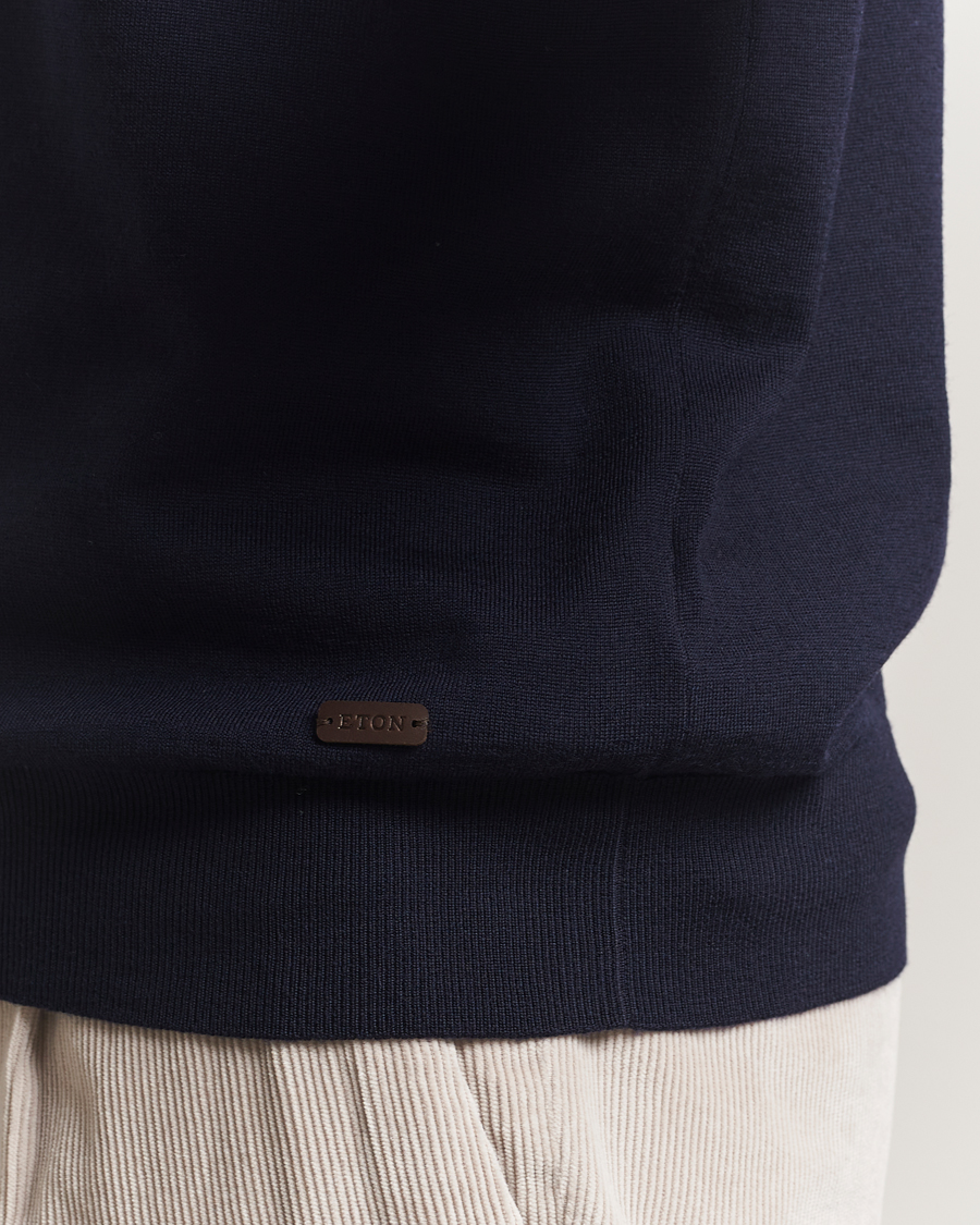 Heren | Truien | Eton | Merino Knitted Crew Neck Navy