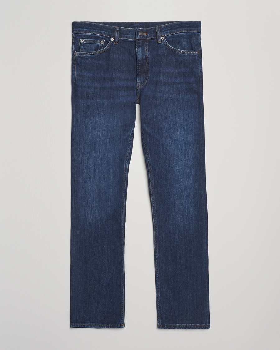 Heren | Jeans | Gant | Regular Fit Jeans Dark Blue Worn In