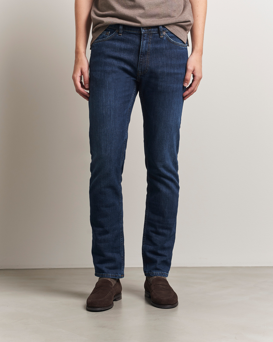 Heren | Jeans | Gant | Regular Fit Jeans Dark Blue Worn In