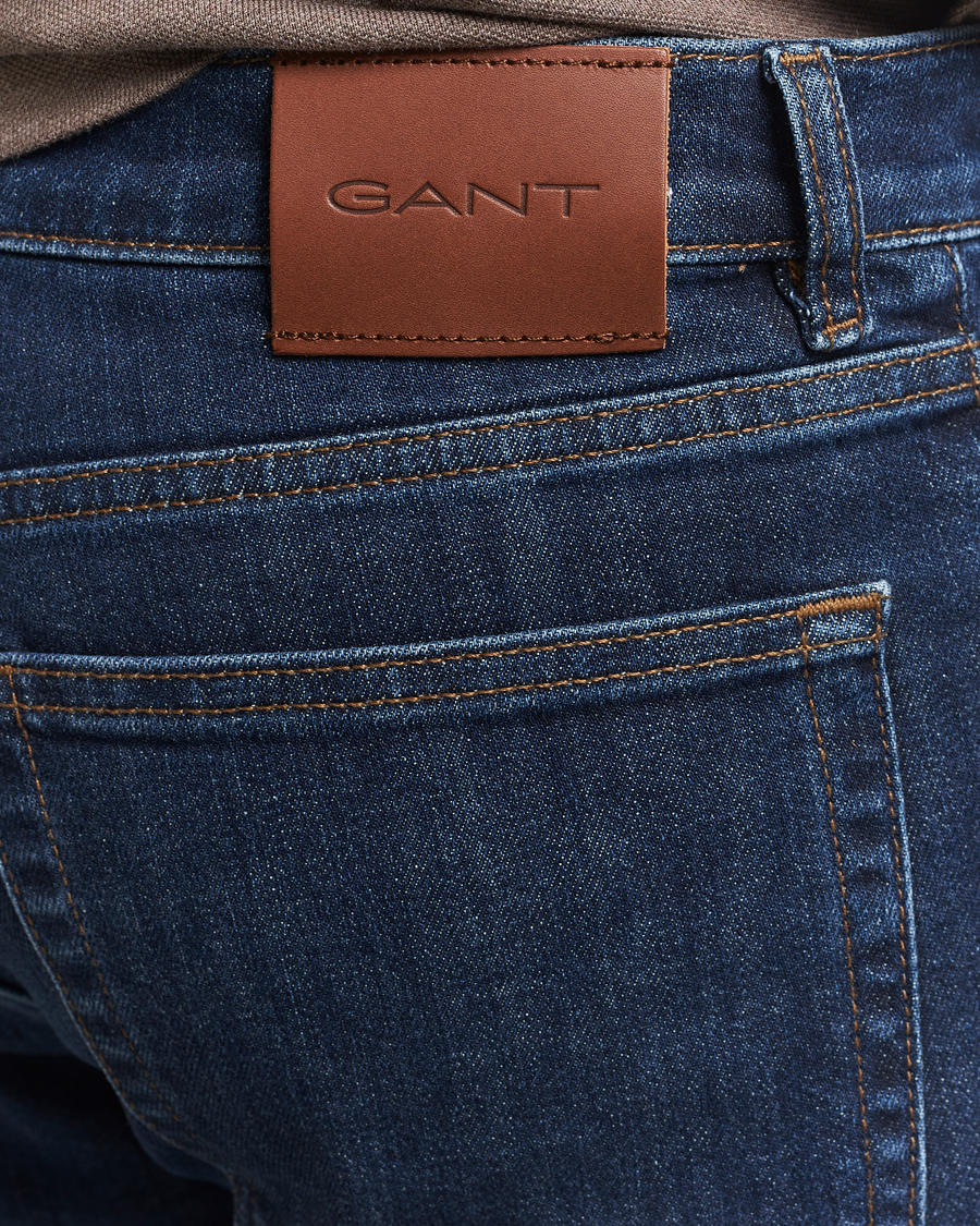 Heren | Jeans | Gant | Regular Fit Jeans Dark Blue Worn In