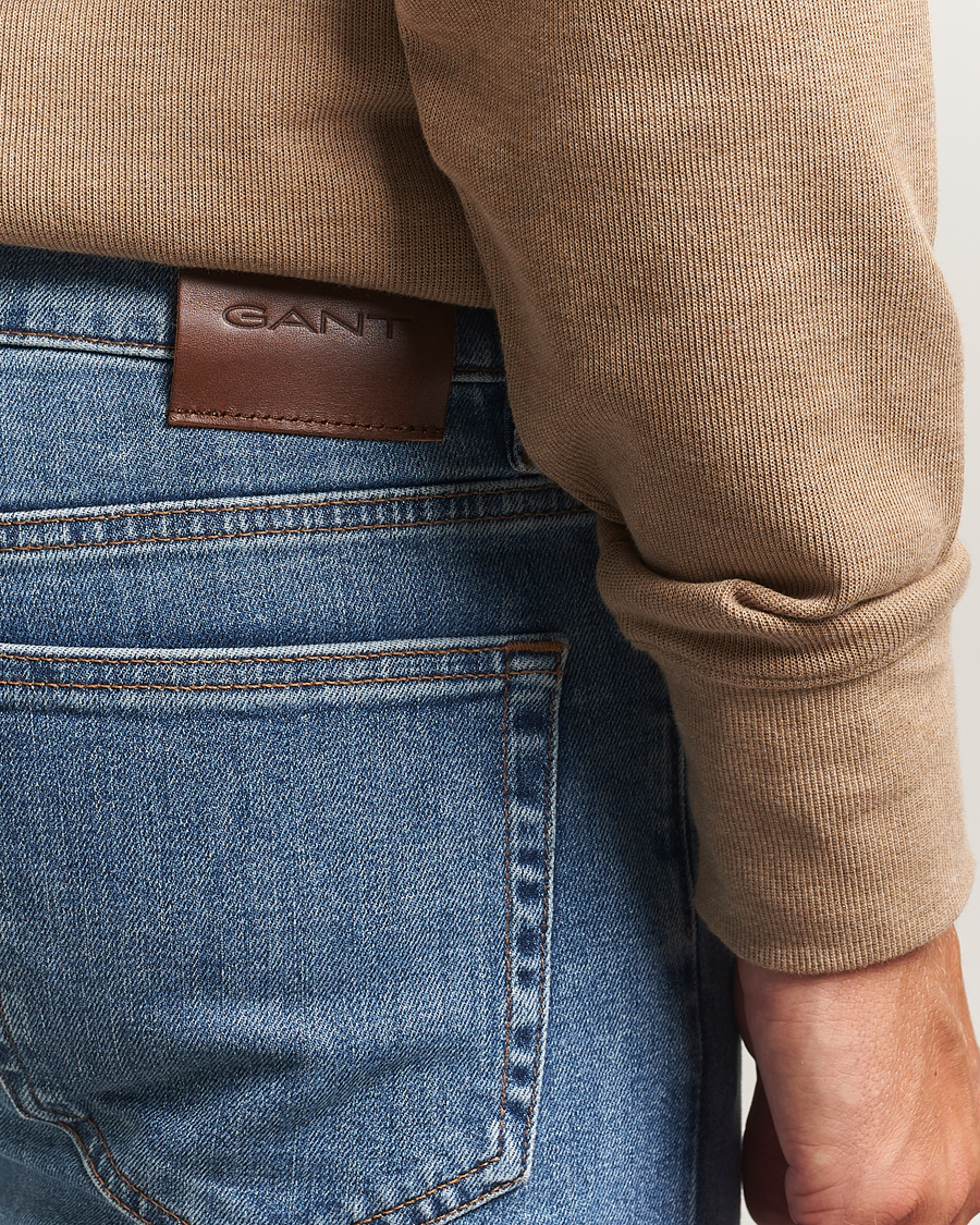 Heren | Jeans | GANT | Regular Fit Jeans Mid Blue Worn In