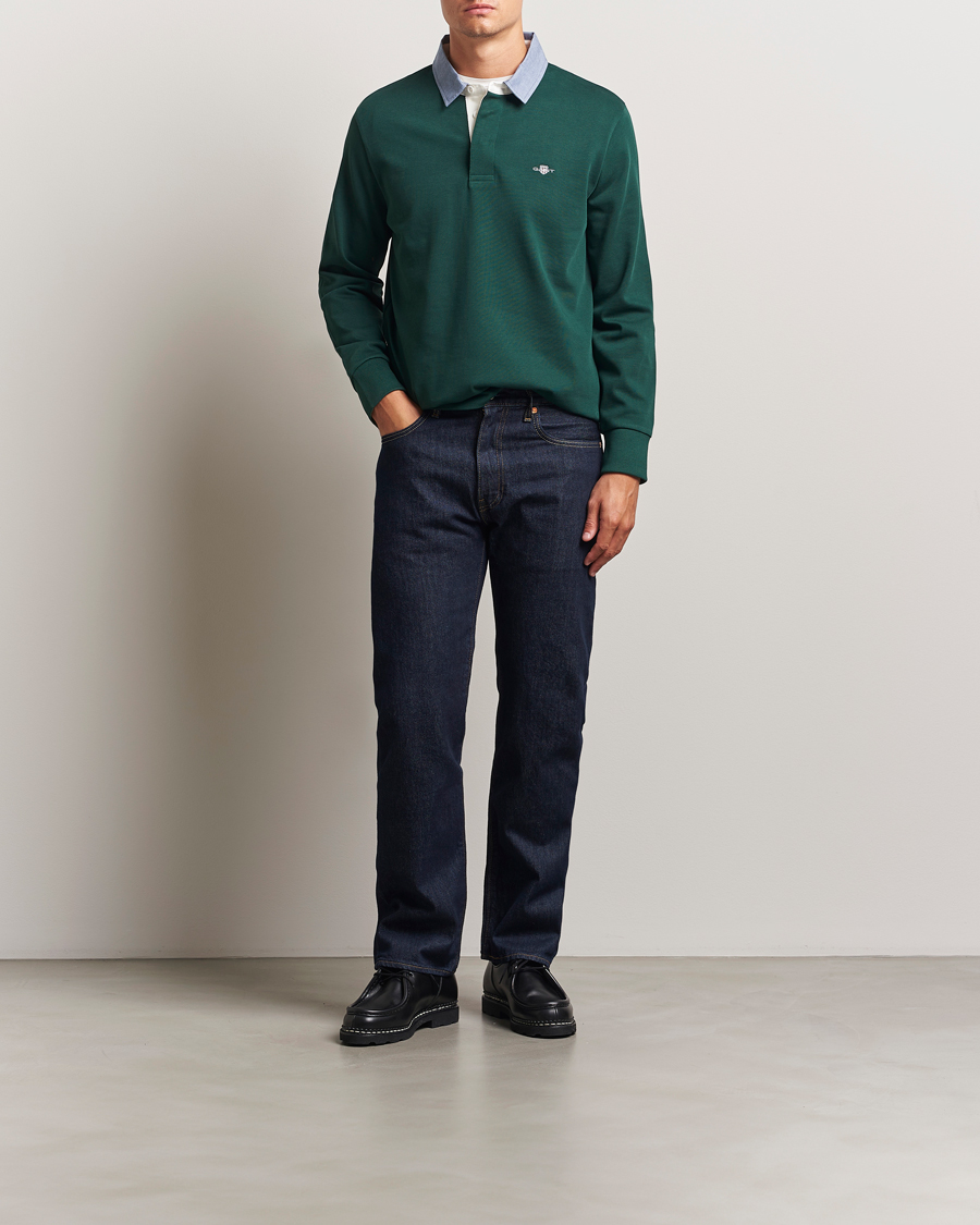 Homme | Pulls Et Tricots | GANT | Chambray Solid Heavy Rugger Tartan Green