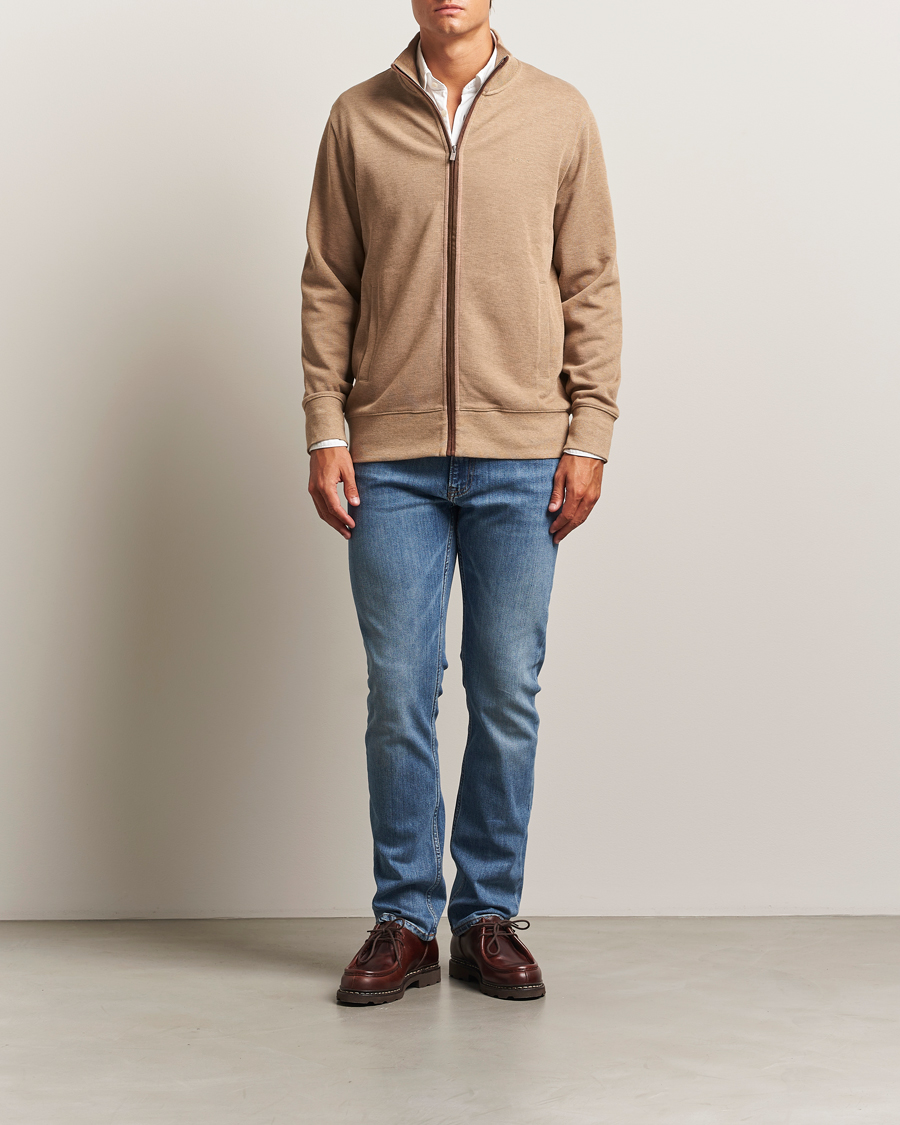 Homme | Pulls Et Tricots | Gant | Sacker Rib Full Zip Khaki Melange