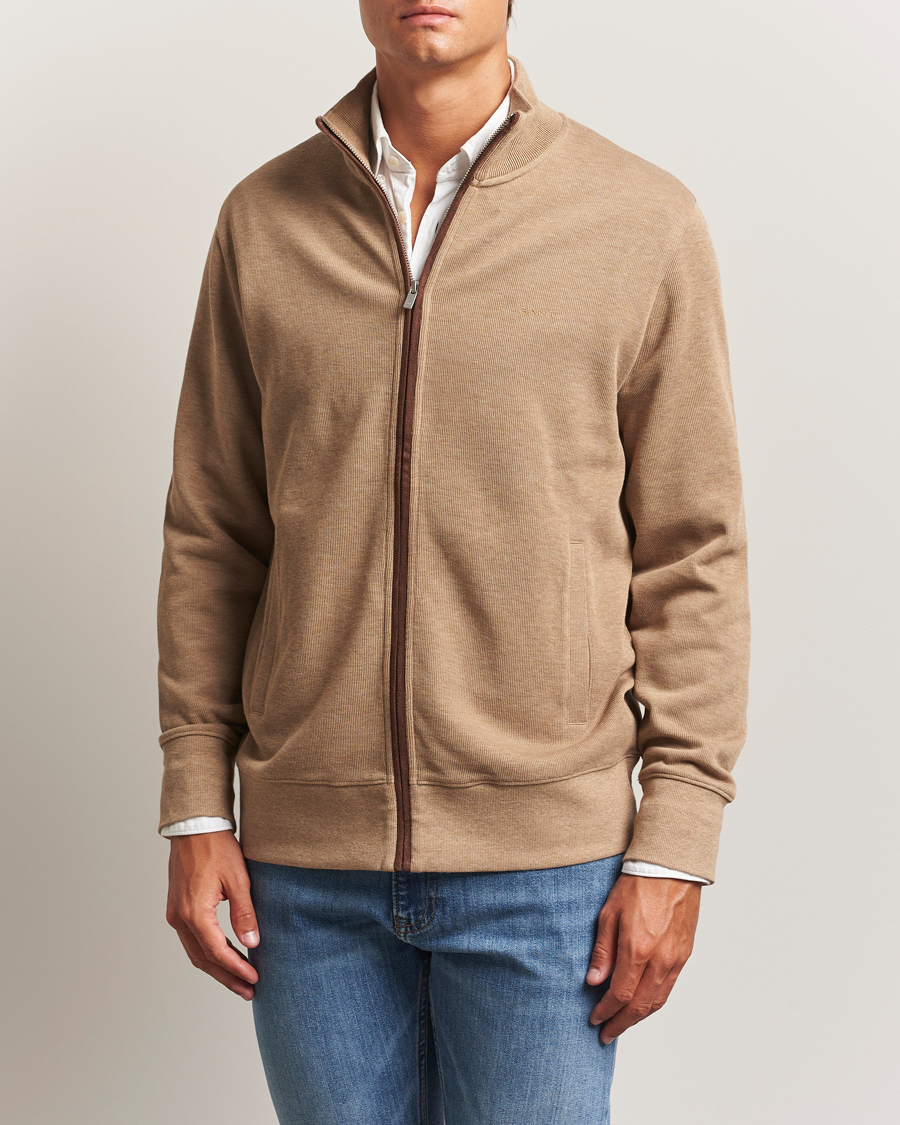 Homme | Pulls Et Tricots | Gant | Sacker Rib Full Zip Khaki Melange