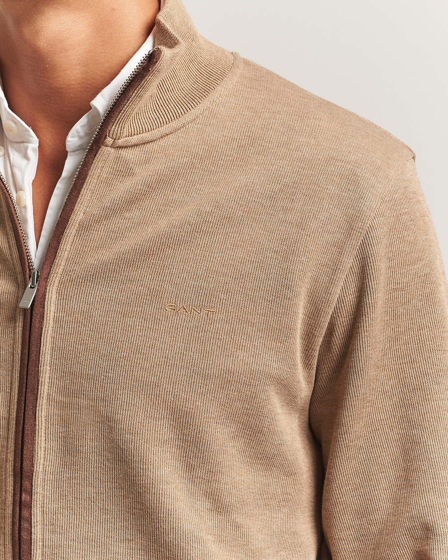 Homme | Pulls Et Tricots | GANT | Sacker Rib Full Zip Khaki Melange