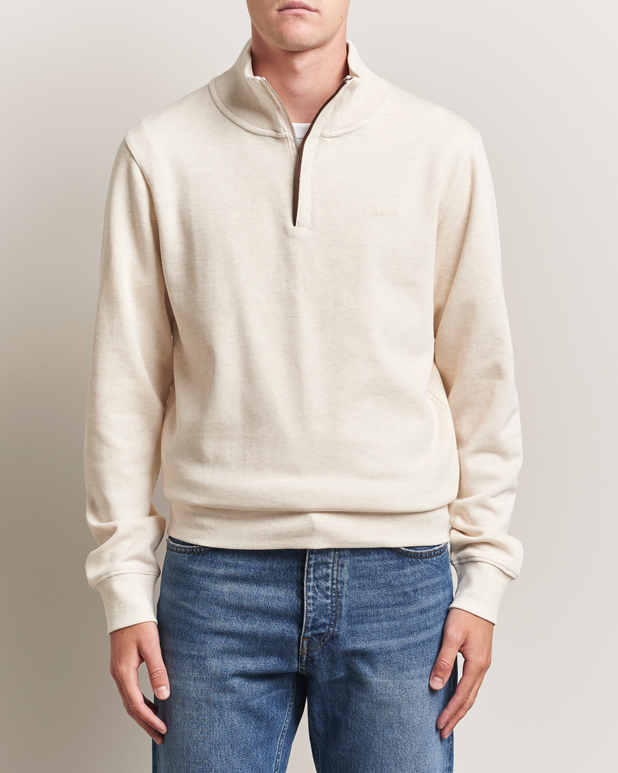 Homme | Pulls Et Tricots | GANT | Sacker Rib Half Zip Cream