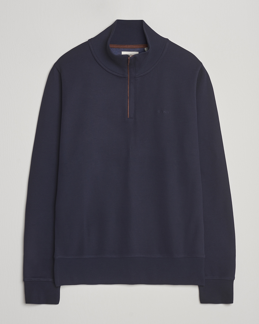 Heren | Truien | GANT | Sacker Rib Half Zip Evening Blue