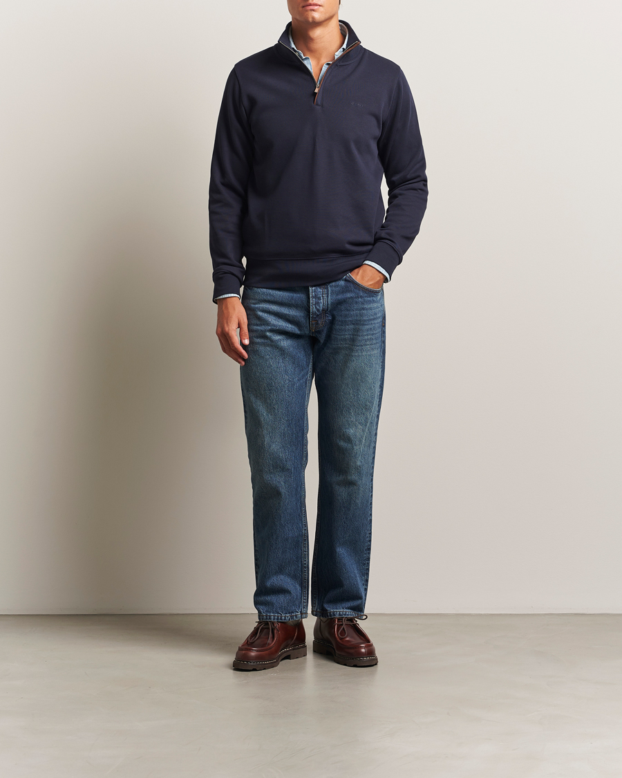 Heren | Truien | GANT | Sacker Rib Half Zip Evening Blue