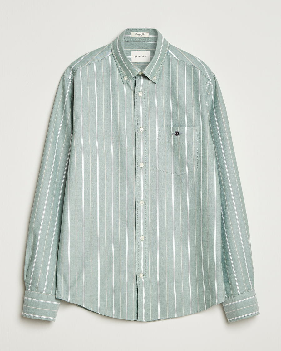 Homme | Chemises | GANT | Regular Fit Classic Striped Oxford Shirt Forest Green