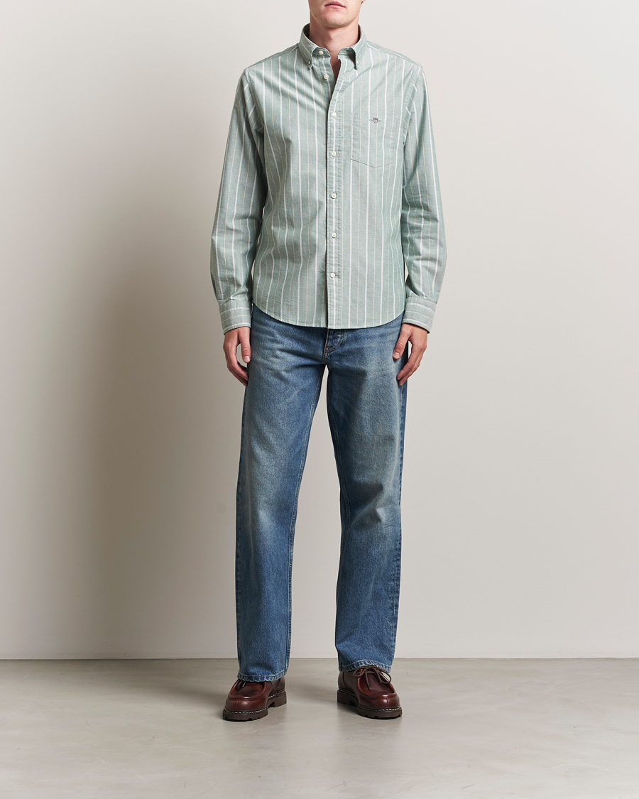 Homme | Chemises | GANT | Regular Fit Classic Striped Oxford Shirt Forest Green