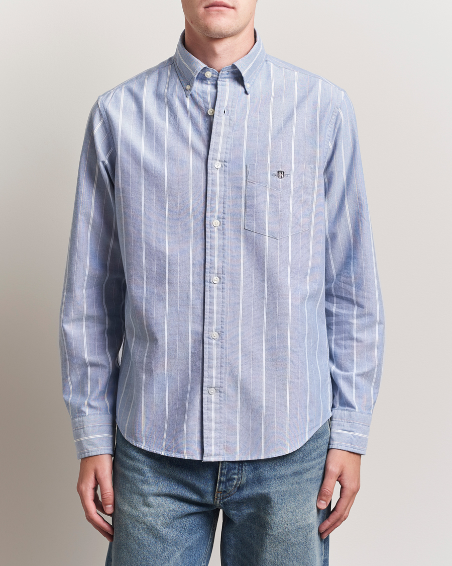 Homme | Chemises | GANT | Regular Fit Classic Striped Oxford Shirt Rich Blue