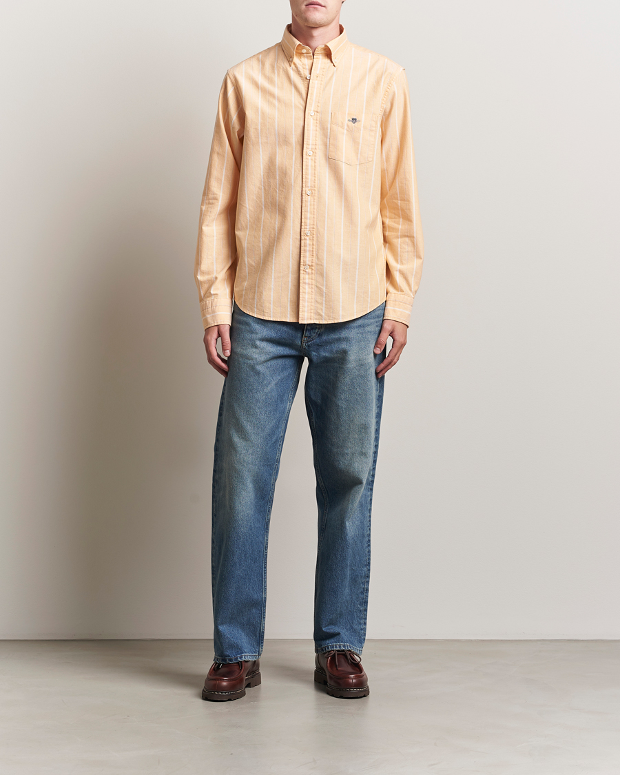 Heren | Overhemden | GANT | Regular Fit Classic Striped Oxford Shirt Yellow Lichen