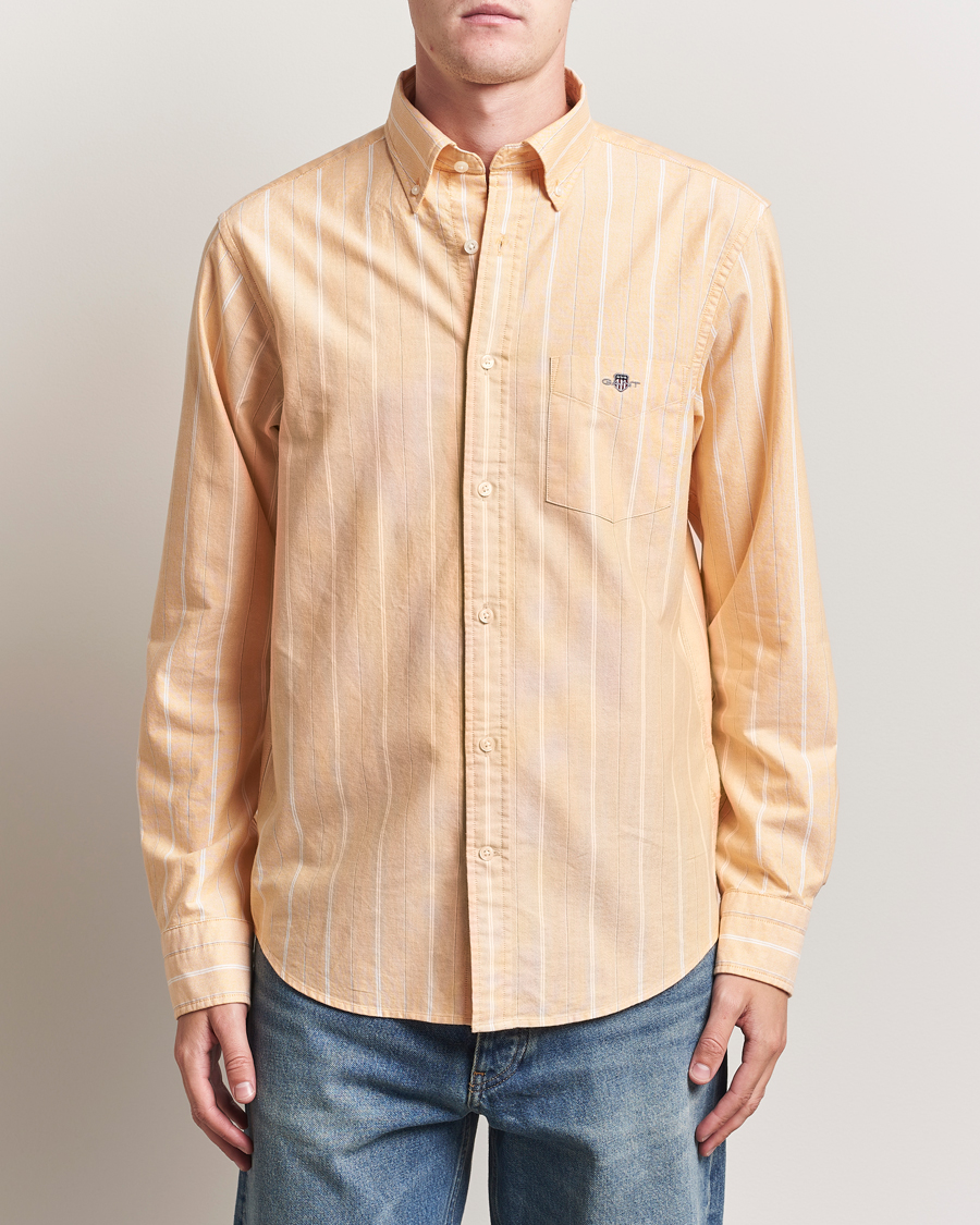 Heren | Overhemden | GANT | Regular Fit Classic Striped Oxford Shirt Yellow Lichen