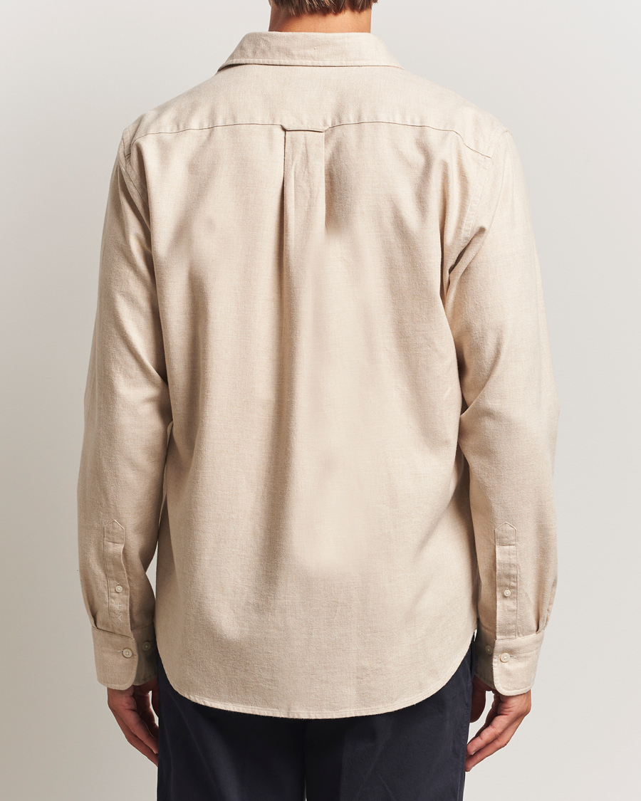 Heren | Overhemden | GANT | Regular Fit Flannel Shirt Light Beige Melange