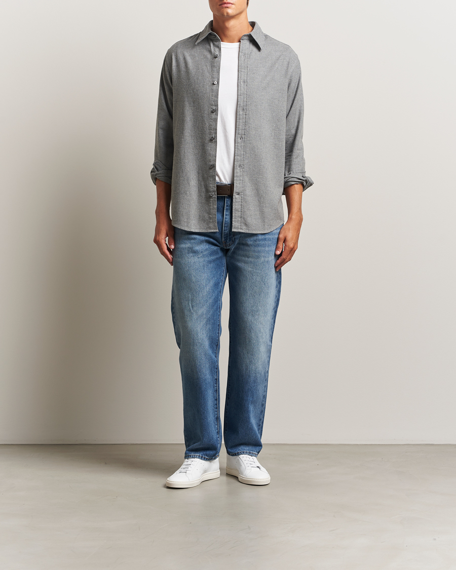 Heren | Overhemden | GANT | Regular Fit Flannel Shirt Dark Grey Melange