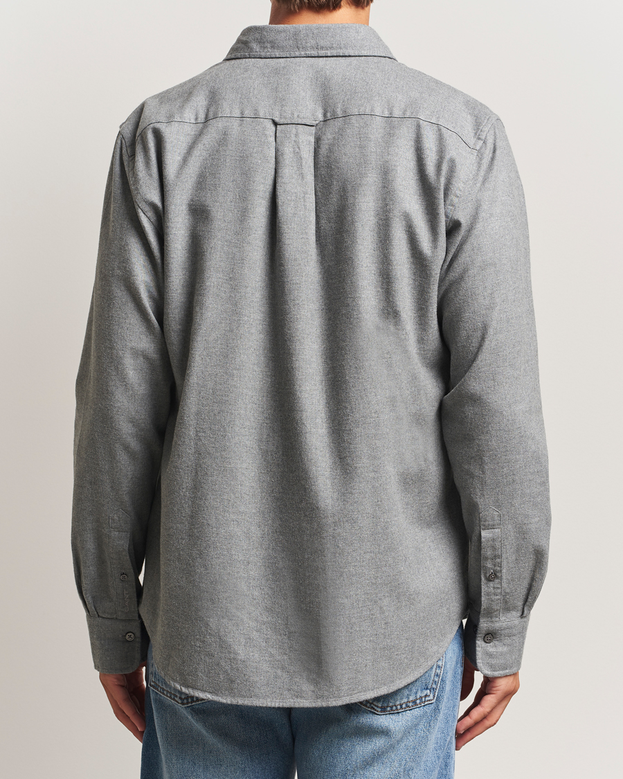Heren | Overhemden | GANT | Regular Fit Flannel Shirt Dark Grey Melange