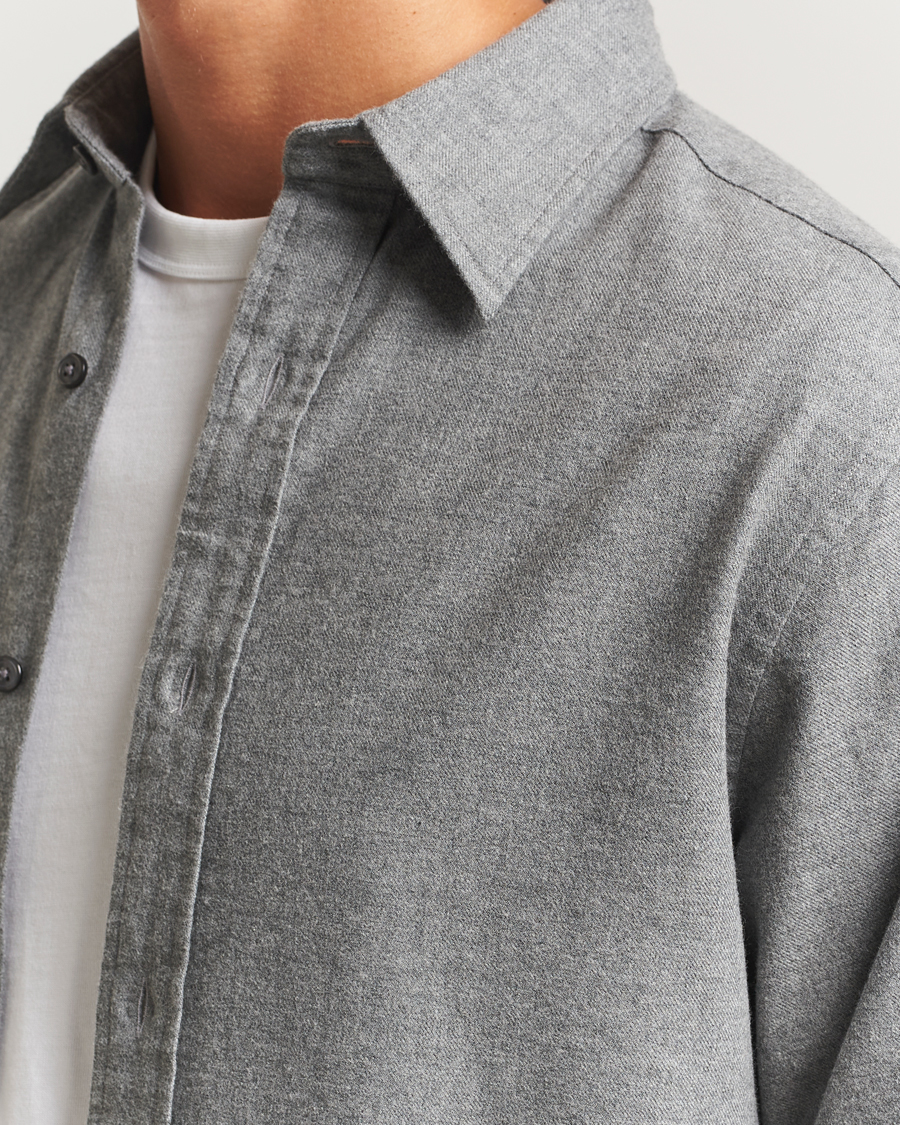 Heren | Overhemden | GANT | Regular Fit Flannel Shirt Dark Grey Melange