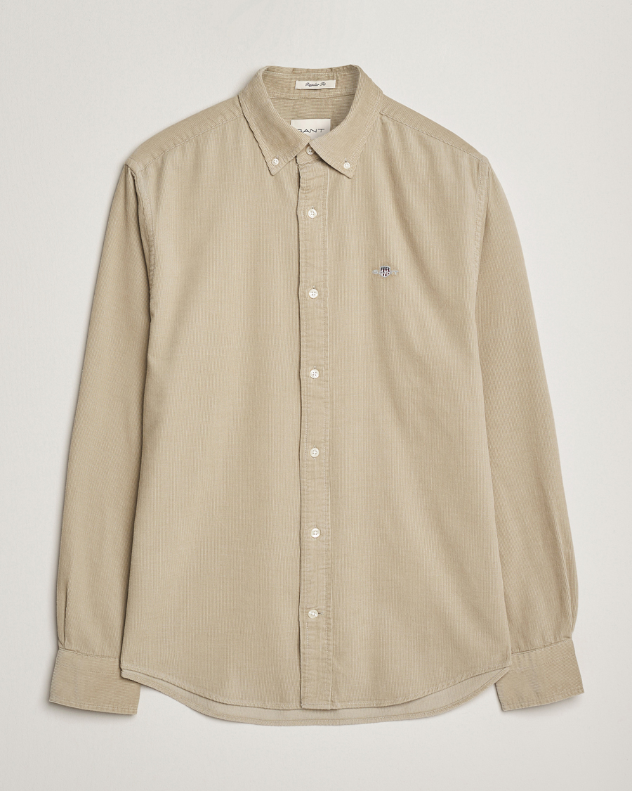 Heren | Overhemden | GANT | Regular Fit Corduroy Shirt Greige