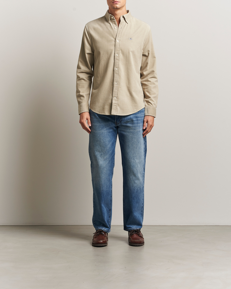 Heren | Overhemden | GANT | Regular Fit Corduroy Shirt Greige