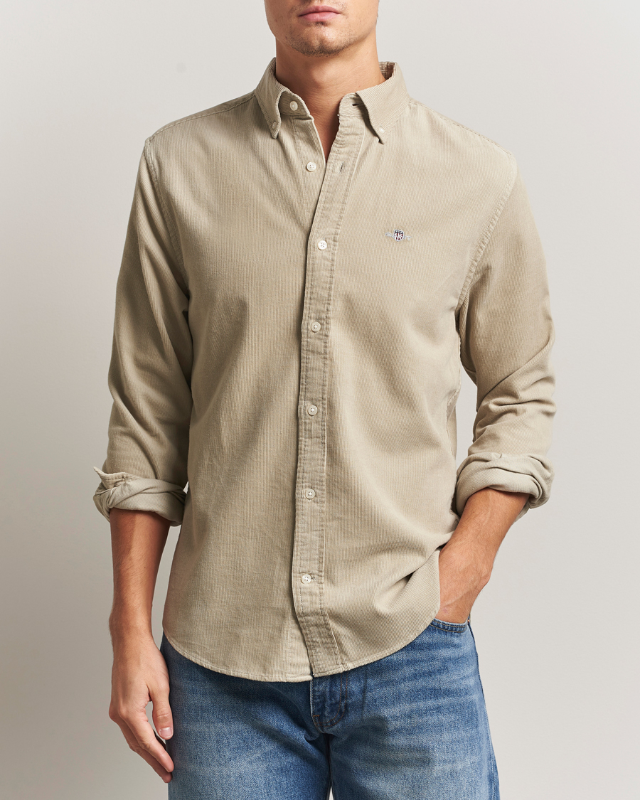Heren | Overhemden | GANT | Regular Fit Corduroy Shirt Greige