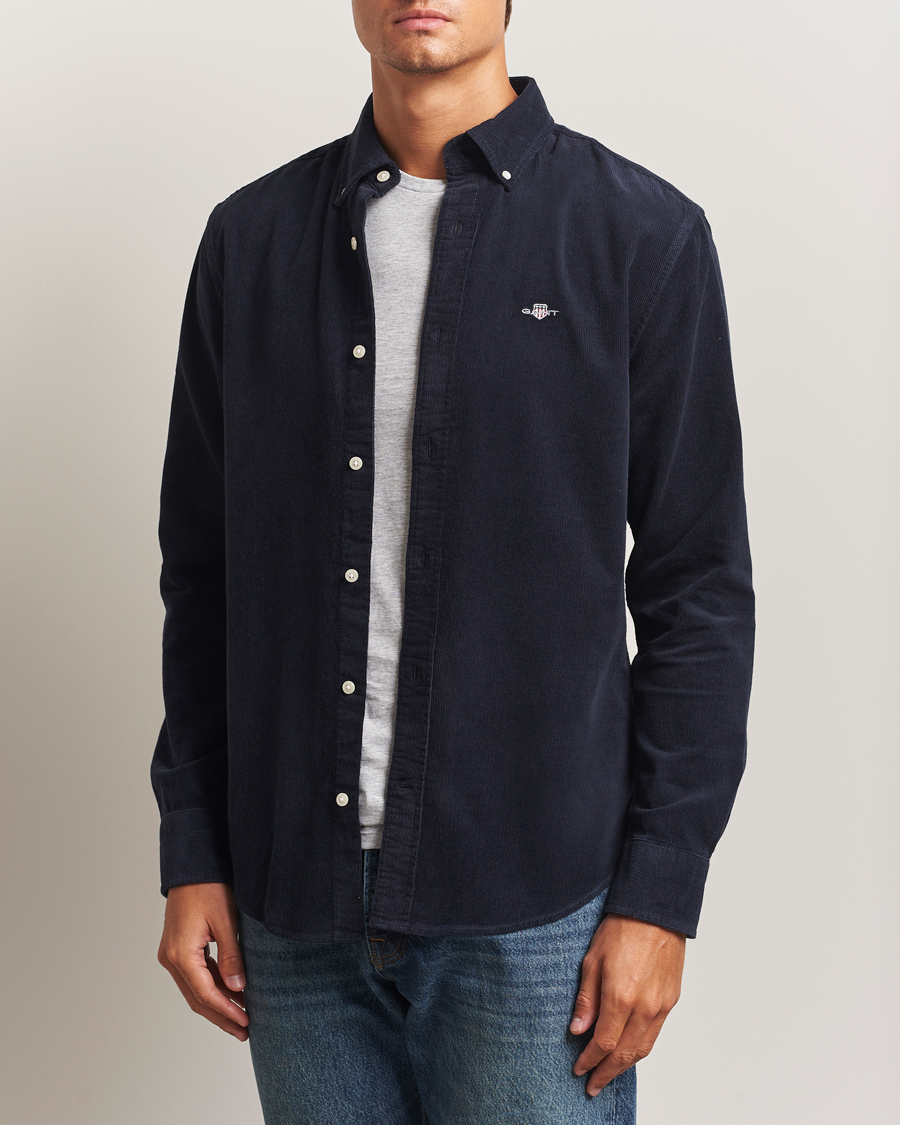Homme | Chemises | GANT | Regular Fit Corduroy Shirt Evening Blue