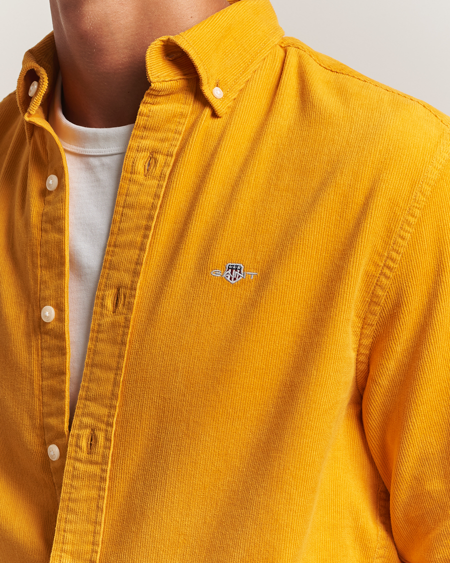 Homme | Chemises | GANT | Regular Fit Corduroy Shirt Yellow Lichen