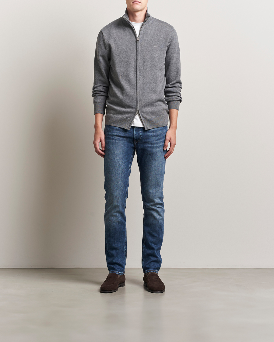 Homme | Pulls Et Tricots | Gant | Casual Cotton Full Zip Dark Grey Melange
