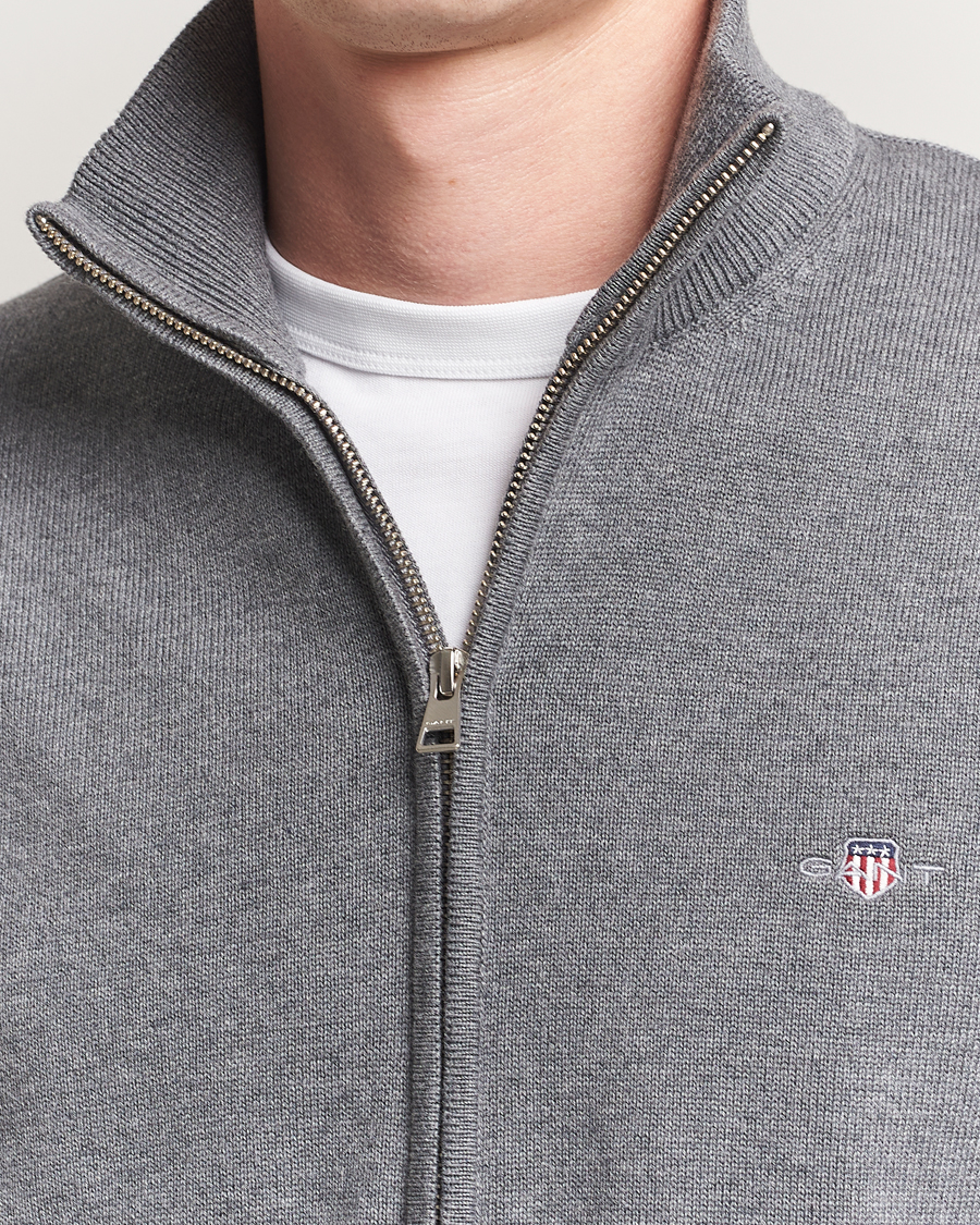 Homme | Pulls Et Tricots | Gant | Casual Cotton Full Zip Dark Grey Melange