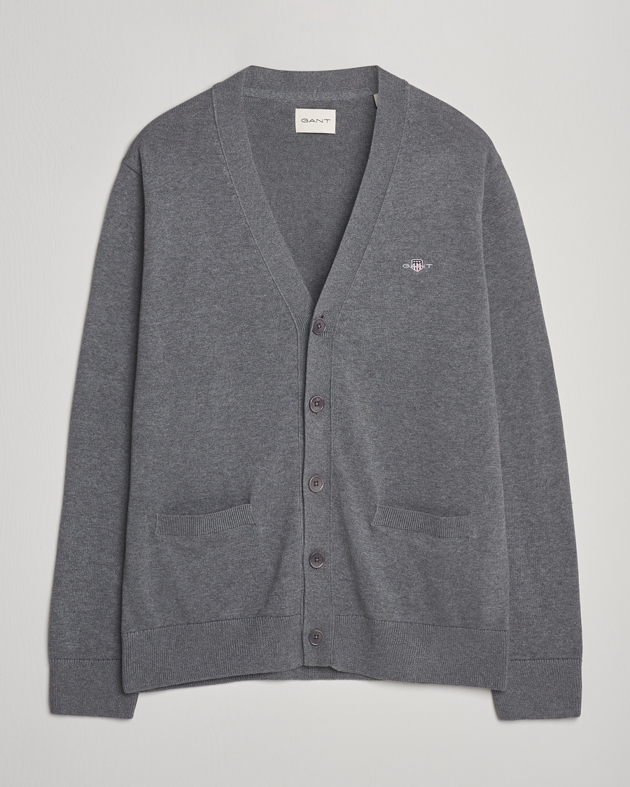 Homme | Pulls Et Tricots | Gant | Casual Cotton Cardigan Dark Grey Melange