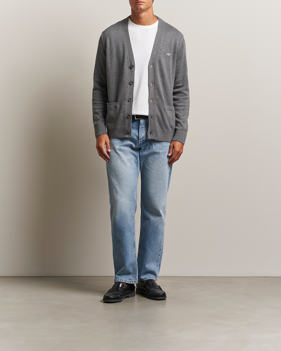 Homme | Pulls Et Tricots | Gant | Casual Cotton Cardigan Dark Grey Melange