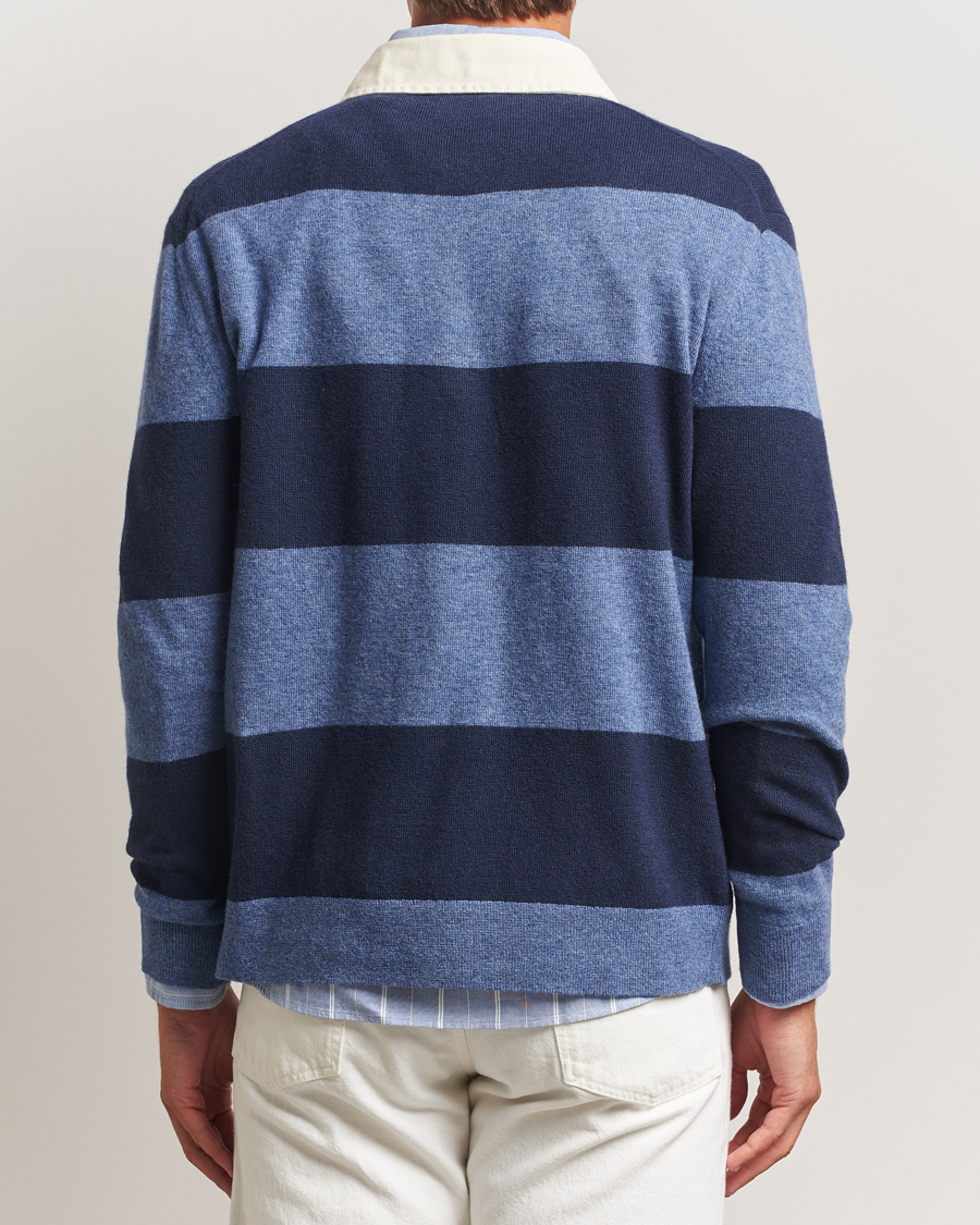 Heren | Truien | GANT | Extra Fine Lambswool Striped Knitted Rugger Marine
