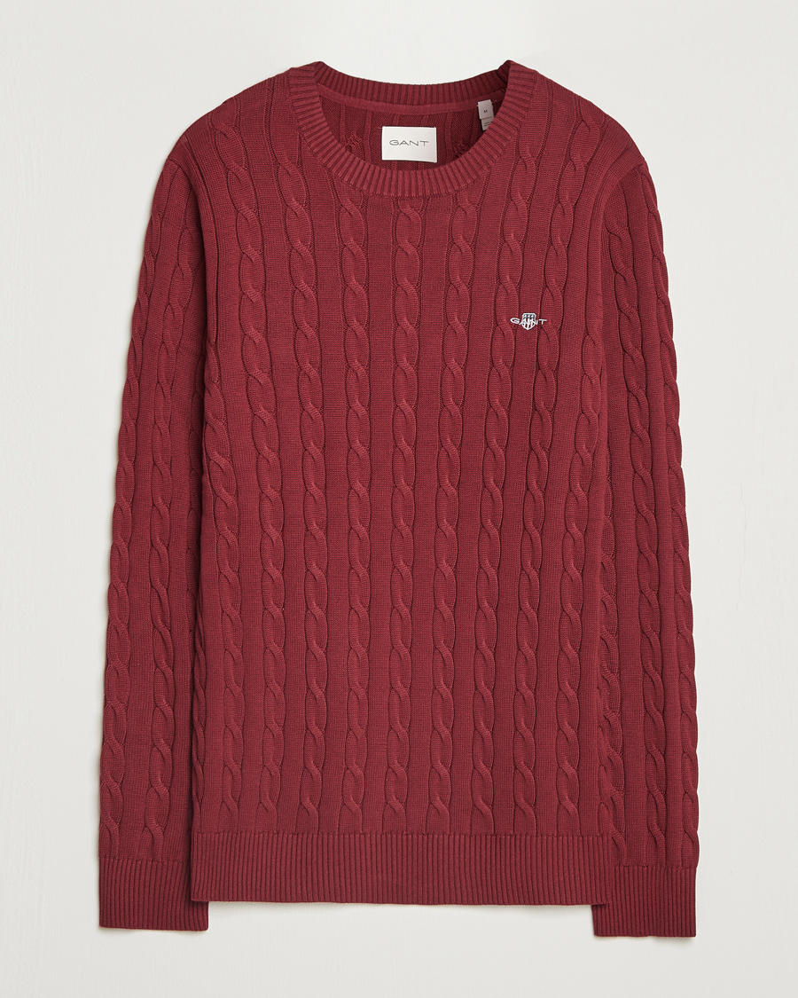 Homme | Pulls Et Tricots | GANT | Cotton Cable Crew Neck Plumped Red