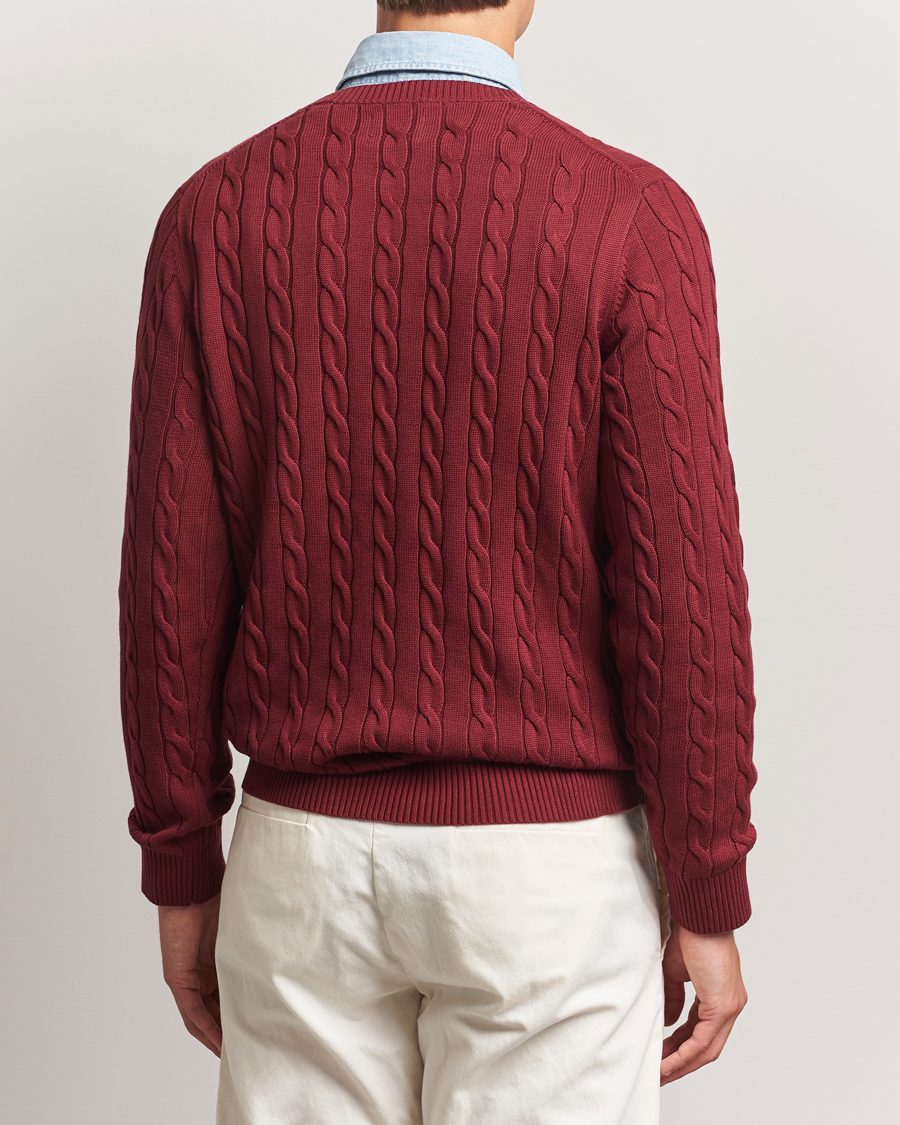 Homme | Pulls Et Tricots | GANT | Cotton Cable Crew Neck Plumped Red