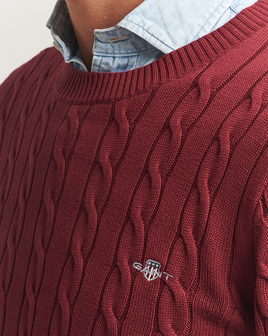 Homme | Pulls Et Tricots | GANT | Cotton Cable Crew Neck Plumped Red