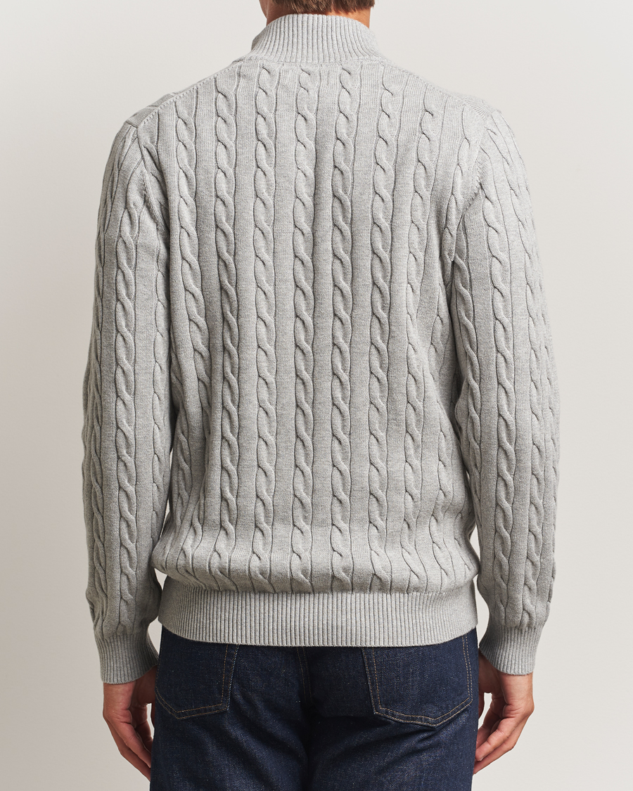 Heren | Truien | GANT | Cotton Cable Half Zip Grey Melange