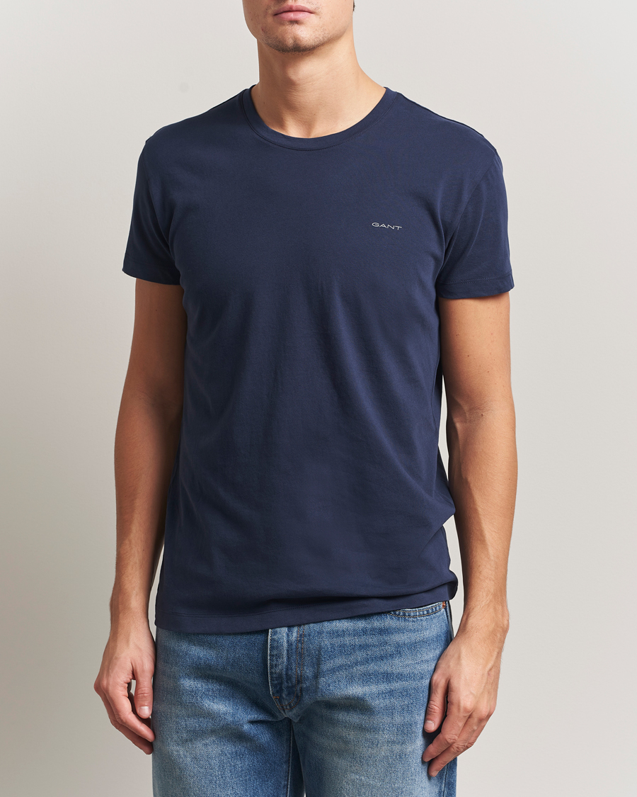Heren | T-shirts | GANT | 2-Pack Crew Neck T-Shirt Light Grey/Navy