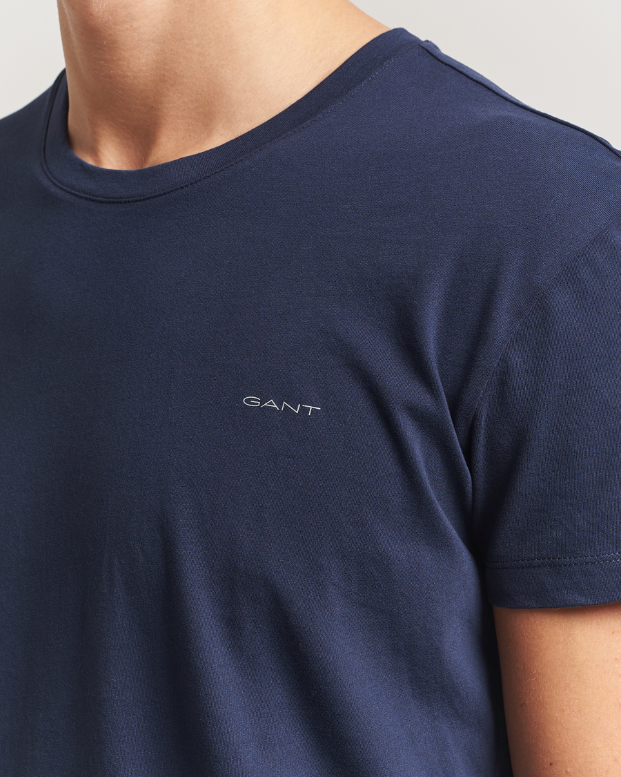 Heren | T-shirts | GANT | 2-Pack Crew Neck T-Shirt Light Grey/Navy