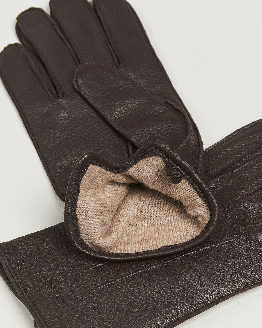 Homme | Gants | GANT | Cashmere Lined Leather Glove Deep Brown