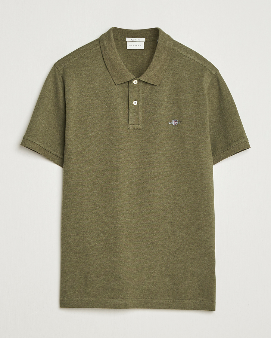 Heren | Polo's | GANT | The Original Polo Khaki Green Melange