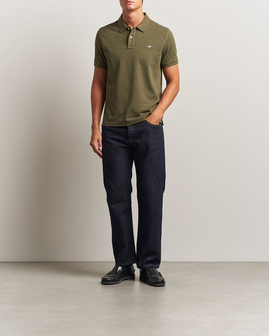 Heren | Polo's | GANT | The Original Polo Khaki Green Melange
