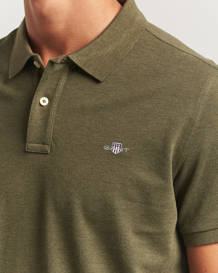 Heren | Polo's | GANT | The Original Polo Khaki Green Melange