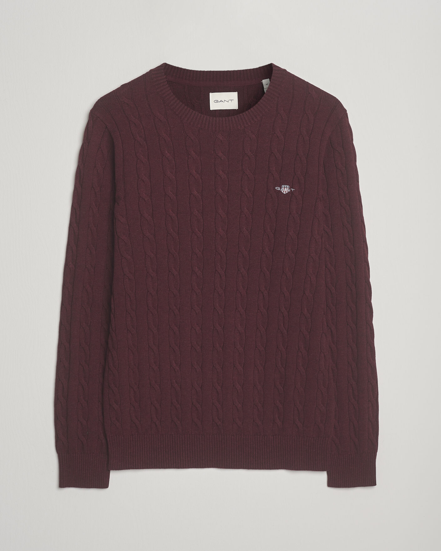 Heren | Truien | GANT | Cotton Cable Crew Neck Pullover Bordeaux Melange
