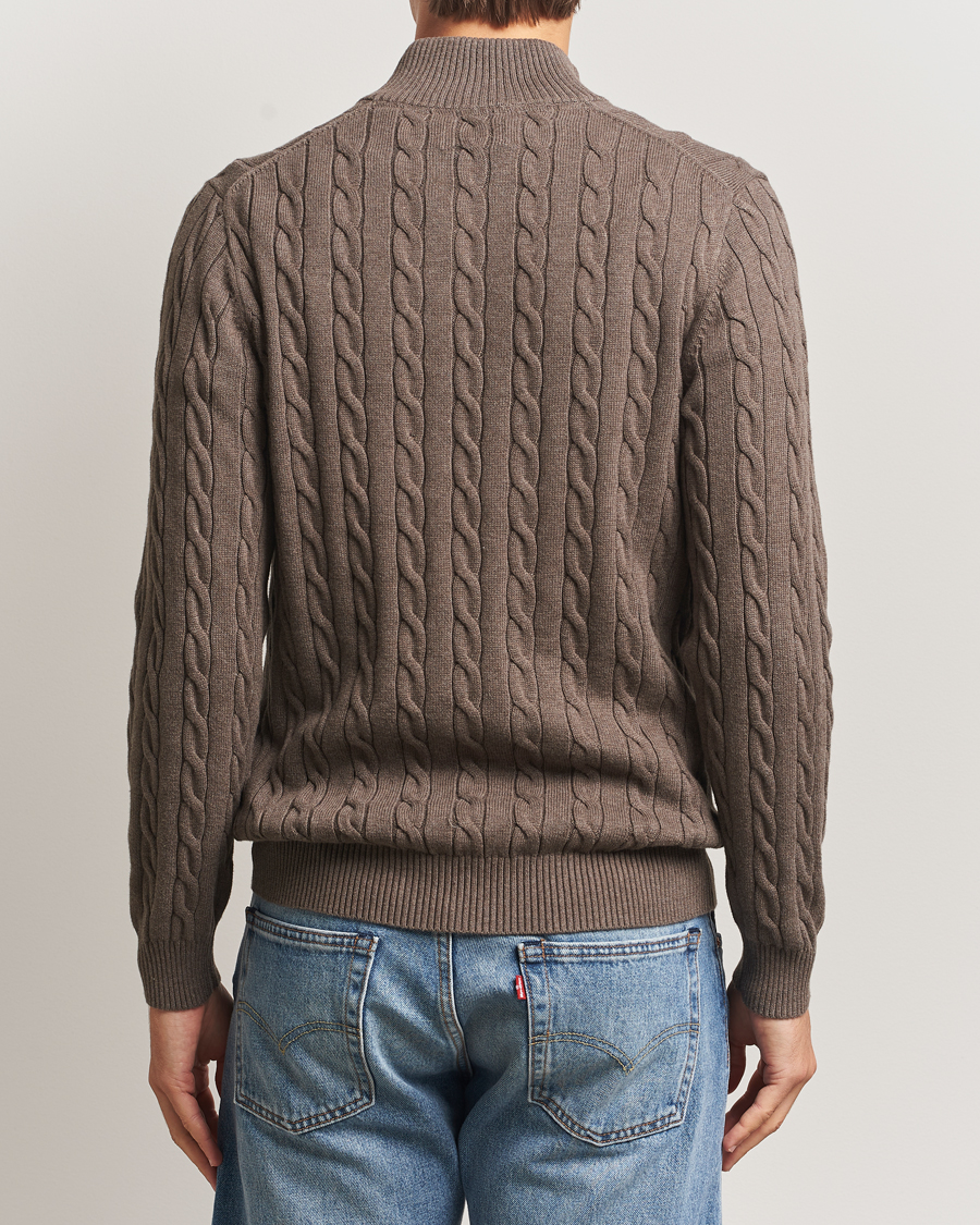 Heren | Truien | GANT | Cotton Cable Half Zip Seawood Melange