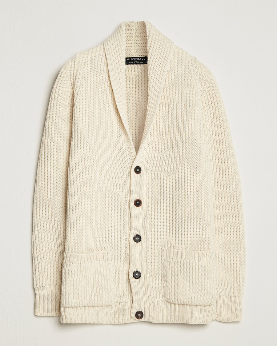 Heren | Truien | Gloverall | Shawl Collar Cardigan Ecru