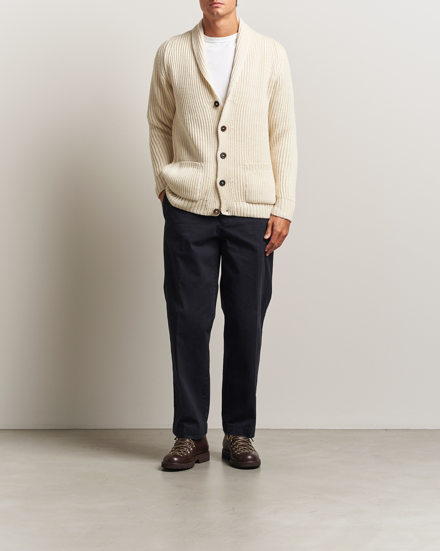Heren | Truien | Gloverall | Shawl Collar Cardigan Ecru
