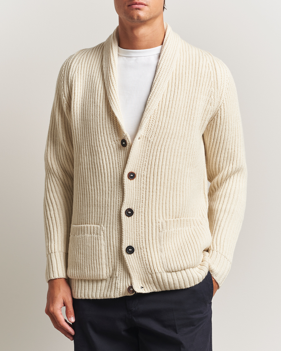 Heren | Truien | Gloverall | Shawl Collar Cardigan Ecru