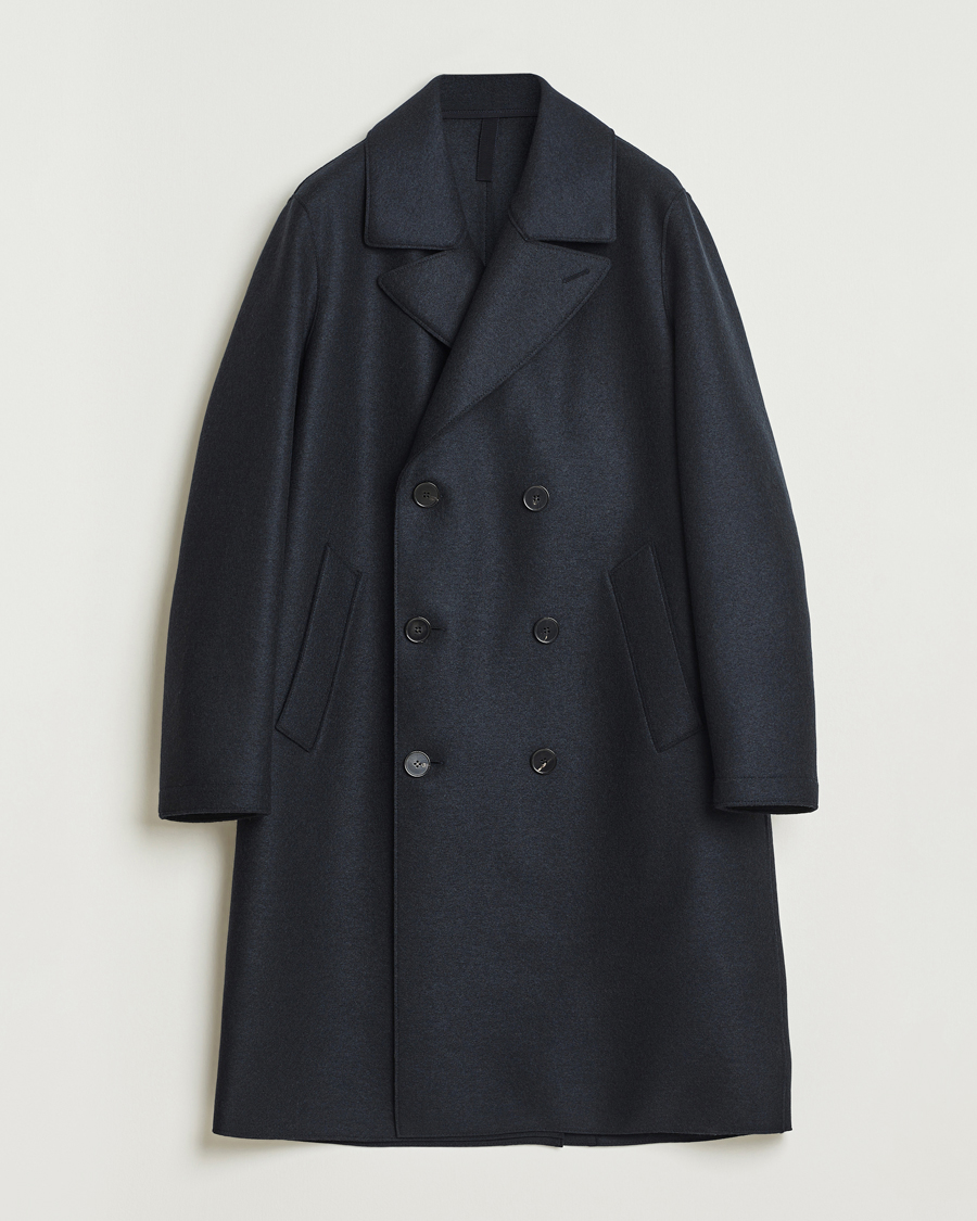 Heren | Jassen | Harris Wharf London | Pressed Wool Long Peacoat Dark Blue
