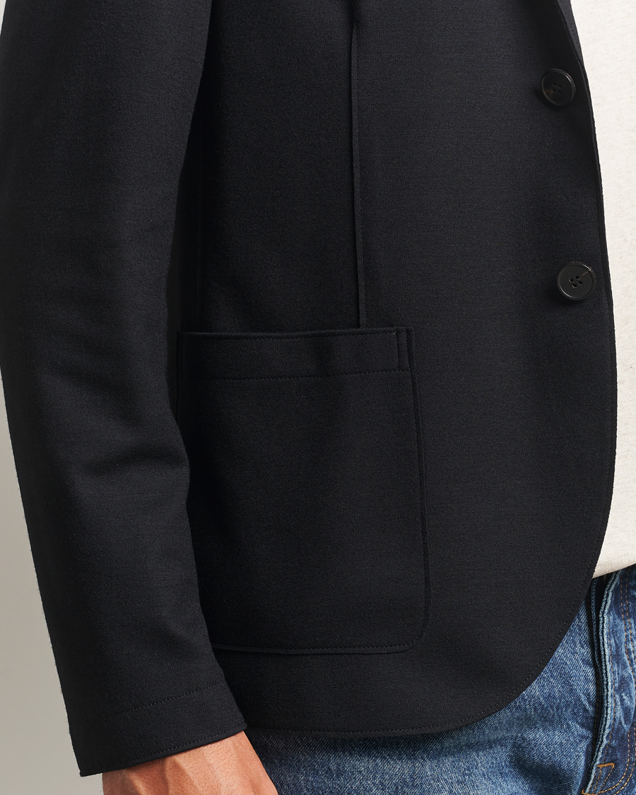 Homme | Blazers | Harris Wharf London | Two Button Superfine Merino Blazer Black