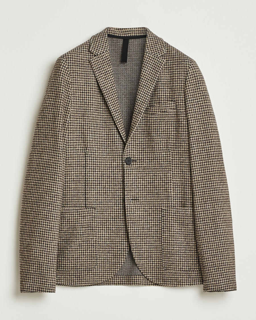 Homme | Blazers | Harris Wharf London | Two Button Houndstooth Blazer Beige
